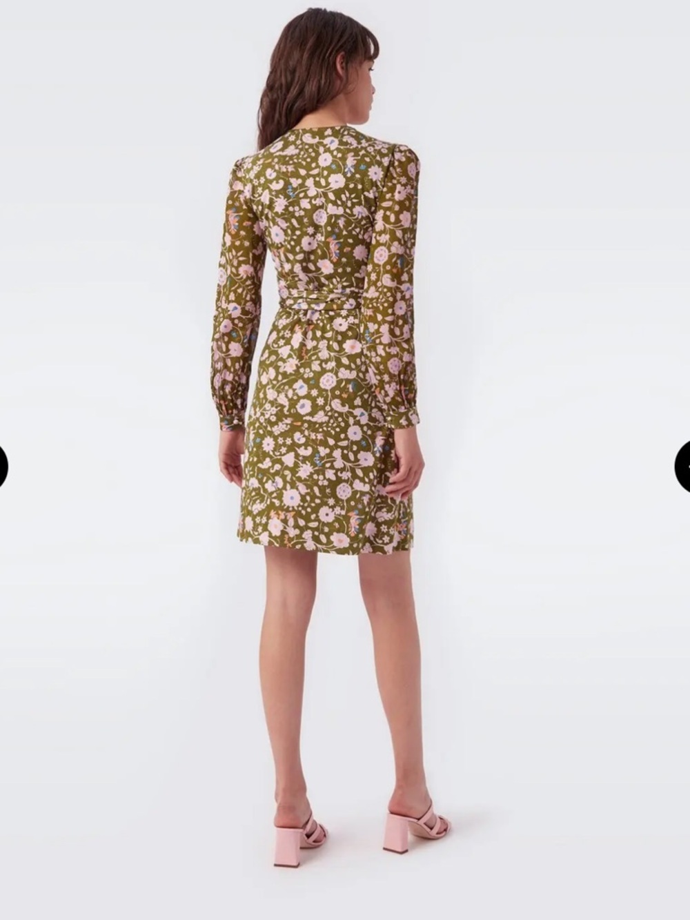 Diane von Furstenberg Gala Silk Jersey Mini Wrap Dress green pink large - Picture 6 of 16